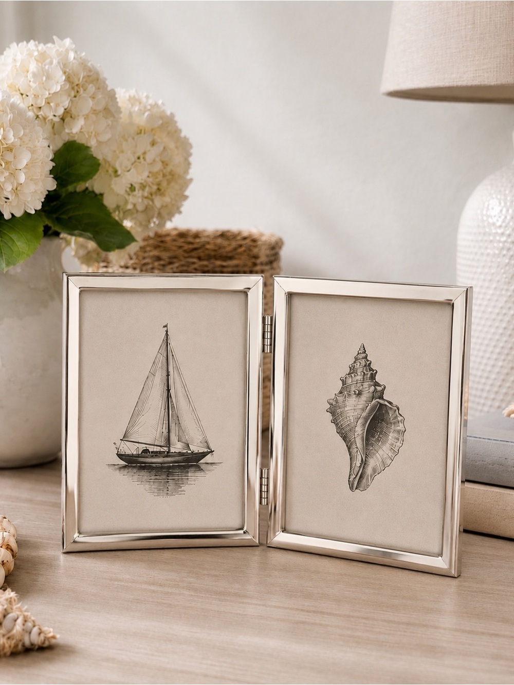 Silver Double Hinged Photo Frame  4x6